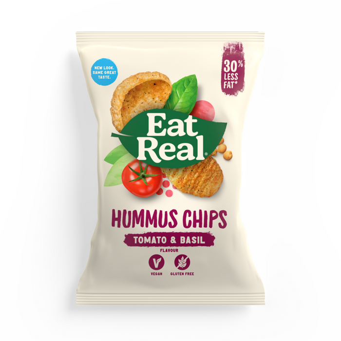 Mangez des chips de houmous de tomate et de basilic 18 x 45g