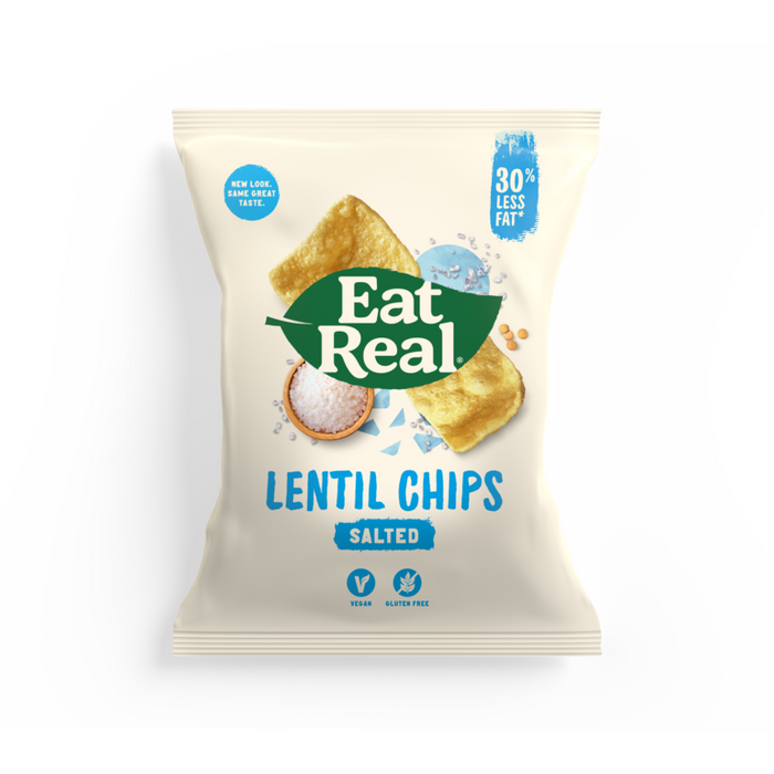 Essen Sie echte gesalzene Linsenchips 18 x 40 g