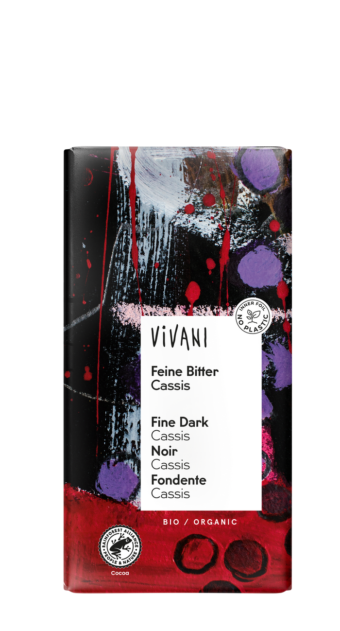 Vivani cassis gevulde donkere chocolade bar 10 x 100 g