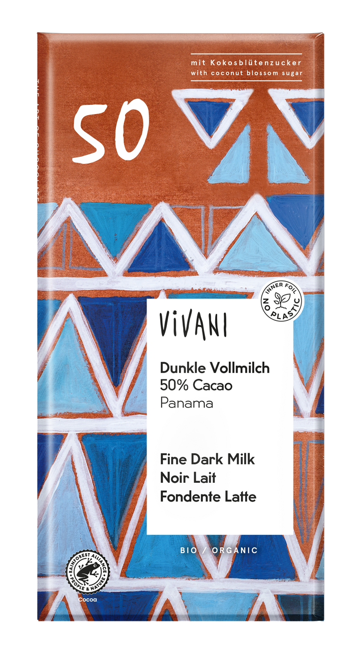 Vivani 50% cacao donkere chocolade bar 10 x 80G