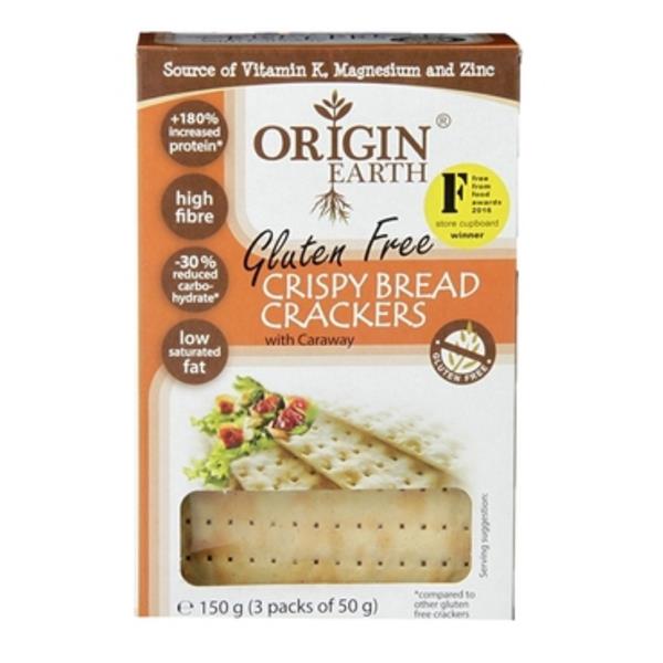 Origin Earth Crispy Bread Caraway Crackers 10 x 150g