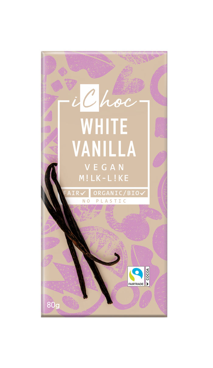 iChoc White Vanilla White Rice Chocolate Bar 10 x 80g