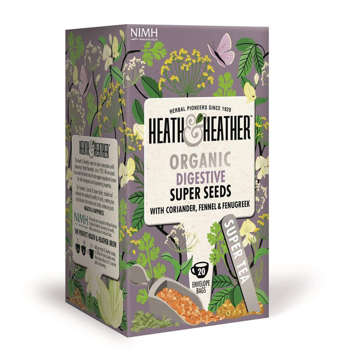 Heath & Heather Organic Digestive Super Seeds Tea 20 Bags x 6