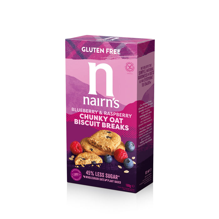 Nairn's Raspberry & Blueberry Biscuit breekt 6 x 160G