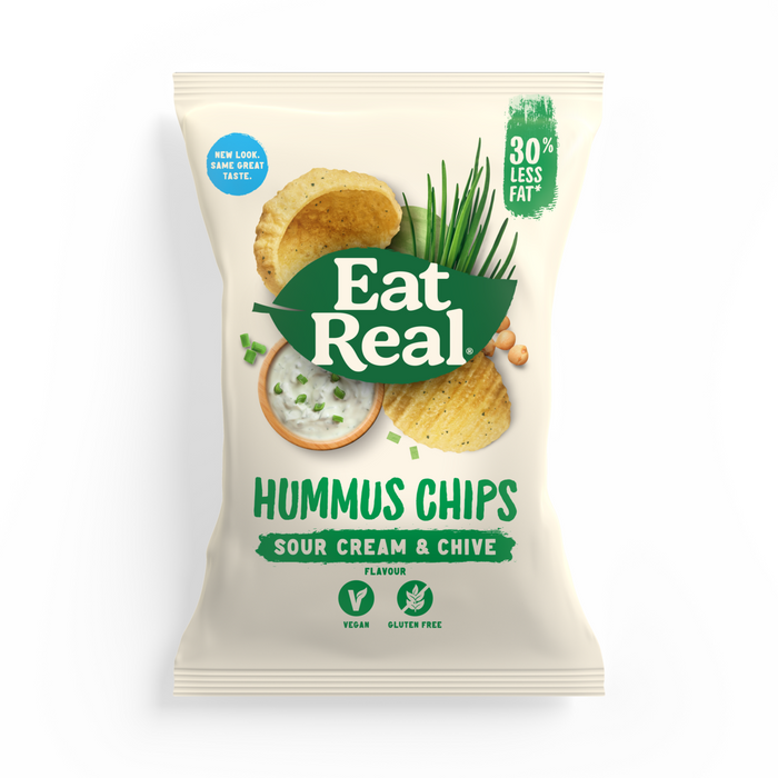 Mangez de vrais chips de houmous de crème sure et ciboulette 10 x 110g