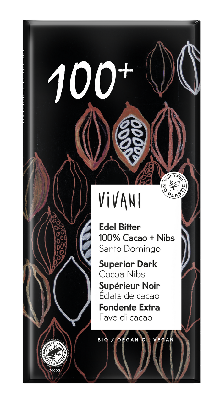 Vivani 100% cacao superieure donkere chocoladebar 10 x 100 g