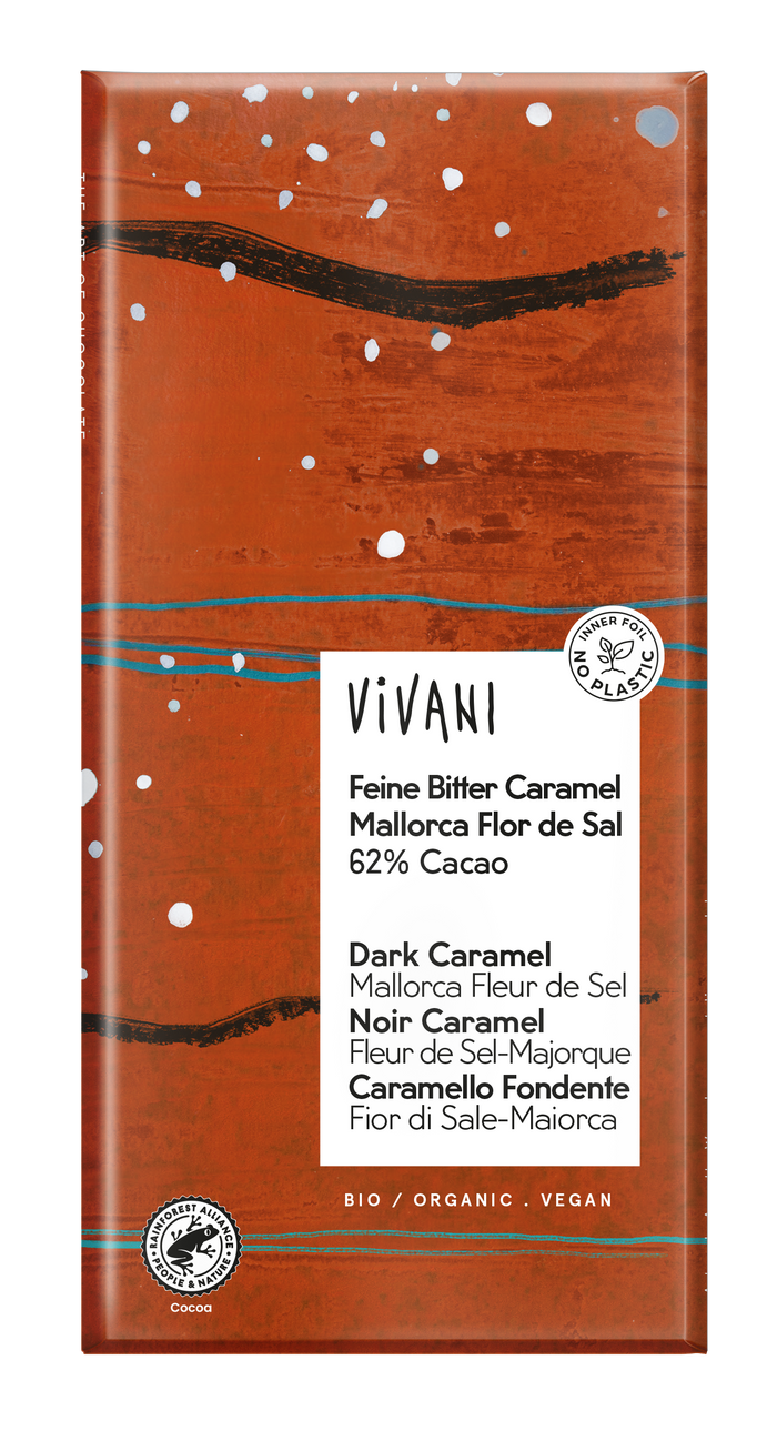 Vivani 62% Cacao Bar au caramel salé foncé 10 x 80g