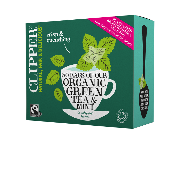 Clipper Organic Green Tea with Mint 80 Bags x 4