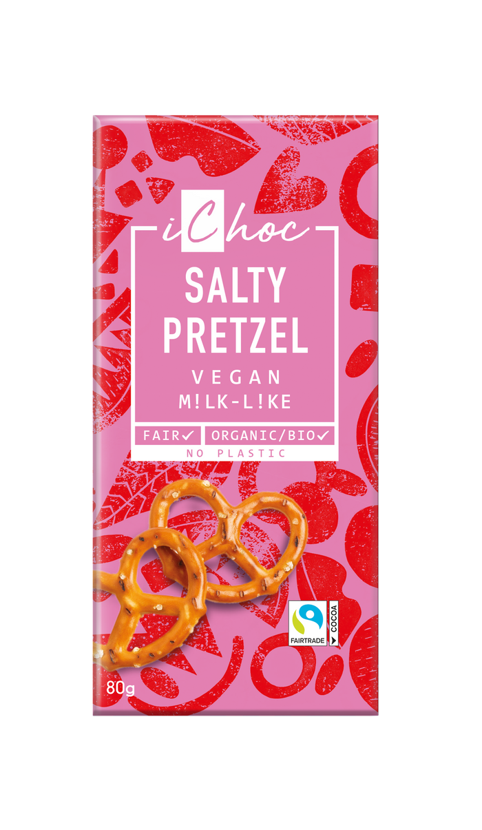 Ichoc Salzy Brezel Reis Schokoladen -Bar 10 x 80g