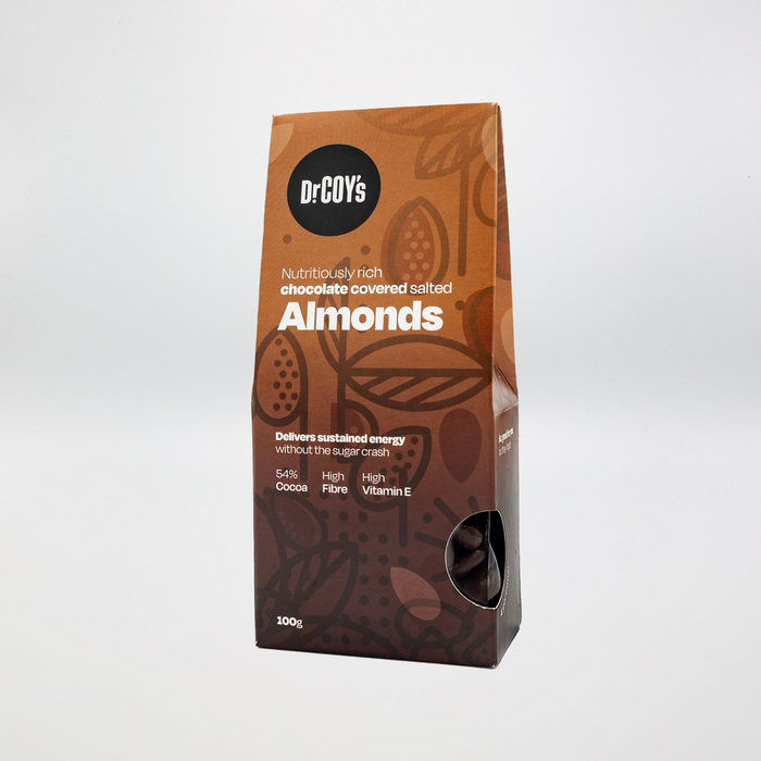 Dr Coy's Chocolate Covered Salted Almonds 12 x 100g