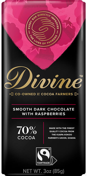 Divine 70% Dark Chocolate & Raspberry Bar 18 X 90G